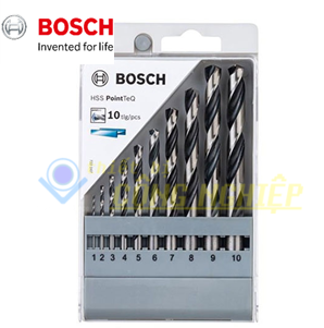 Bộ mũi khoan Bosch HSS 10 mũi 1-10mm-thiet-bi-cong-nghiep-hoang-long-vu