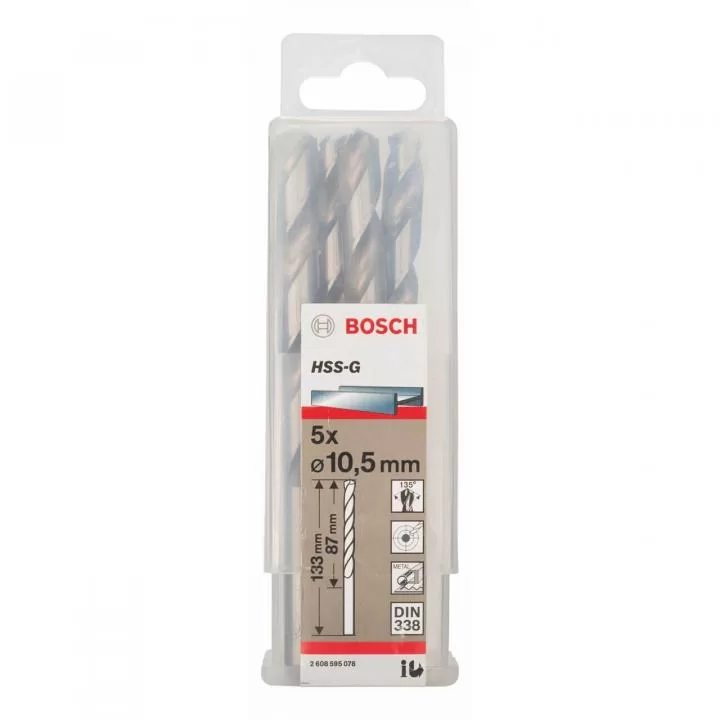 Mũi khoan sắt BOSCH HSS-G 10.5mm (5 mũi) 2608595078
