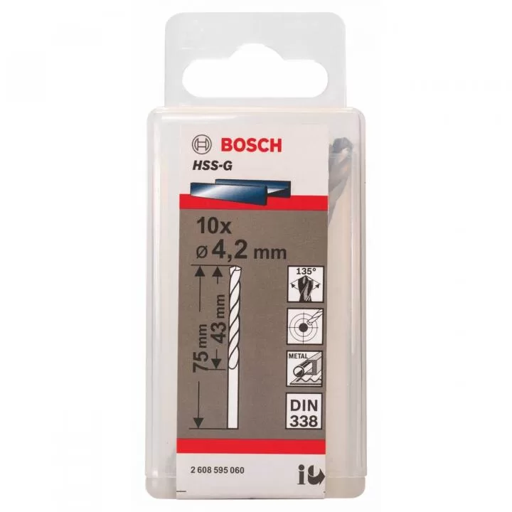 Mũi khoan sắt BOSCH HSS-G 4.2mm (10 mũi)2608595060