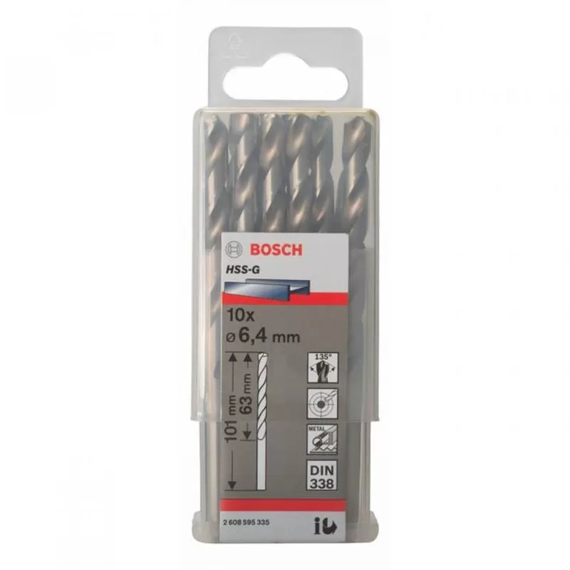 Mũi khoan sắt BOSCH HSS-G 6.4mm (10 mũi)2608595335