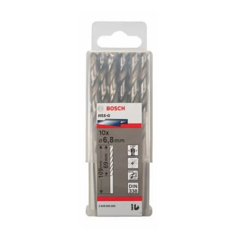 Mũi khoan sắt BOSCH HSS-G 6.8mm (10 mũi) 2608595069