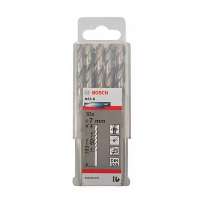 Mũi khoan sắt BOSCH HSS-G 7mm (10 mũi) 2608595070