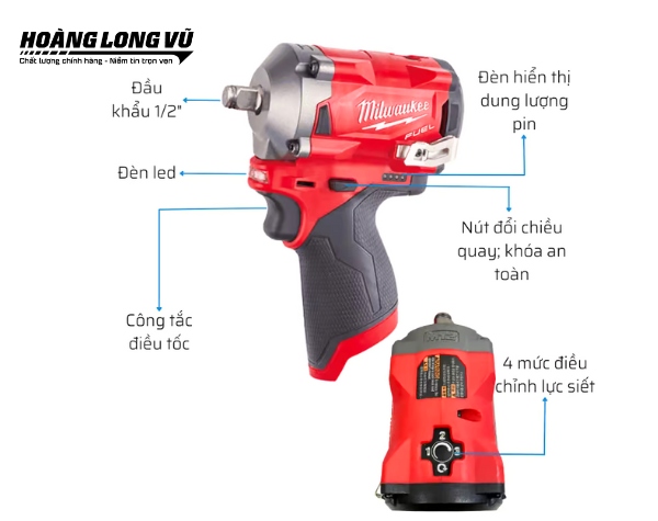 Máy siết bu lông Milwaukee M12 FIWF12-0C