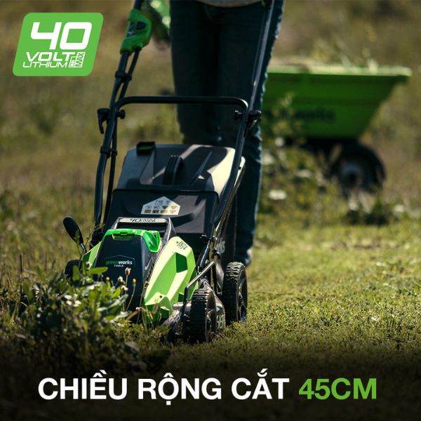 Máy cắt cỏ đẩy tay dùng Pin 40V Greenworks G40LM45