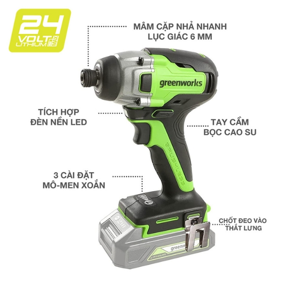 Máy vặn vít đa năng dùng Pin 24V Greenworks ISG401