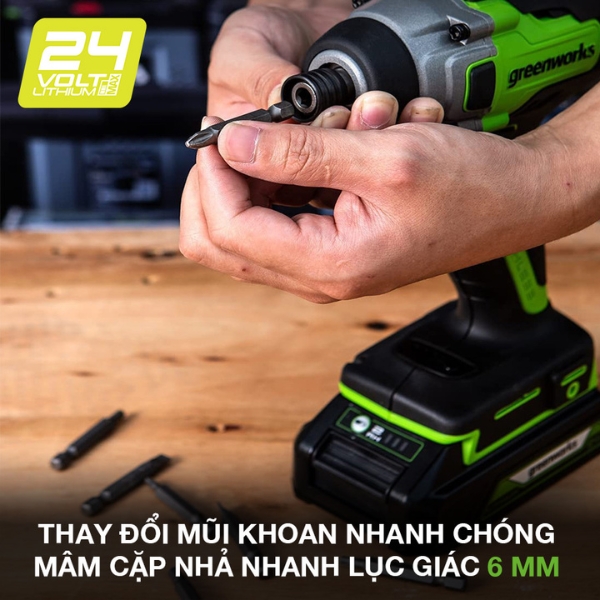Máy vặn vít đa năng dùng Pin 24V Greenworks ISG401