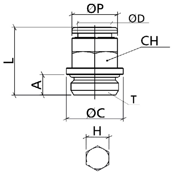 Đầu nối khí thẳng ren ngoài bằng Đồng BPC