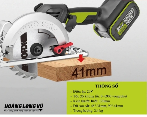 Máy cưa đĩa dùng pin 20V WORX WU533