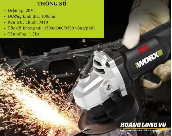 Máy mài góc dùng pin 20V Worx WU806