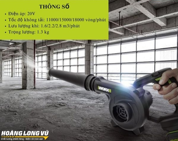 Máy thổi khí dùng pin 20V Worx WU230