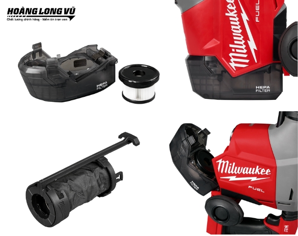 Milwaukee M18 FHAFOH16 với bộ hút bụi tích hợp trên thân máy