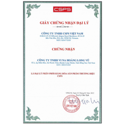 Chứng nhận đại lý phân phối CSPS Hoàng Long Vũ