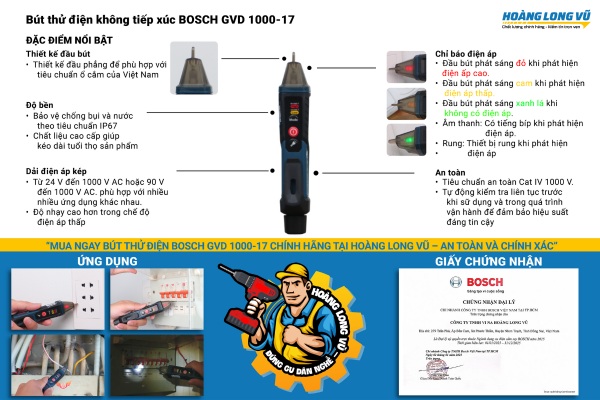 Thông số nổi trội của Bút thử điện Bosch GVD 1000‑17