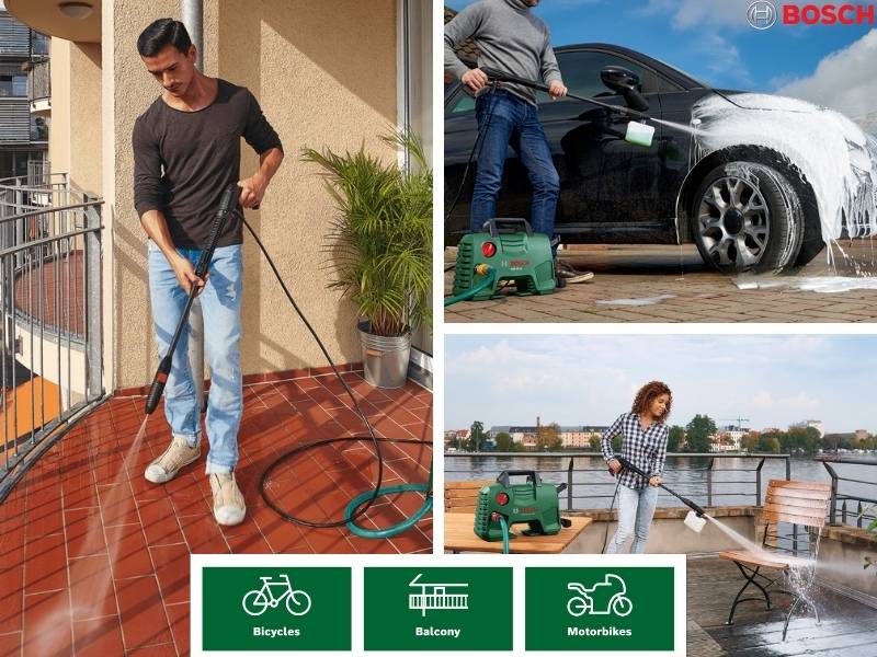 Máy Xịt Rửa Bosch Easy AQT 120 có hiệu suất cao ứng dụng trong nhiều công việc thường ngày