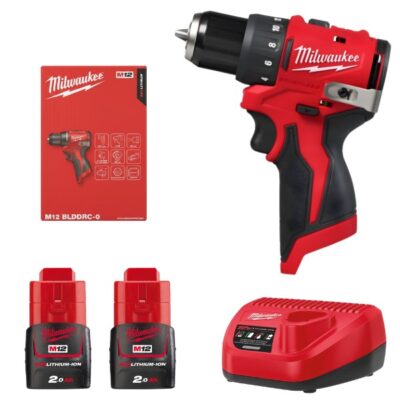 Combo Máy khoan pin vặn vít Milwaukee M12 BLDDRC-0 + 2 Pin M12B2 + Sạc C12C