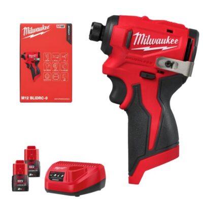 Combo Máy bắt vít động lực Milwaukee M12 BLIDRC +2 Pin M12B2 + Sạc C12C