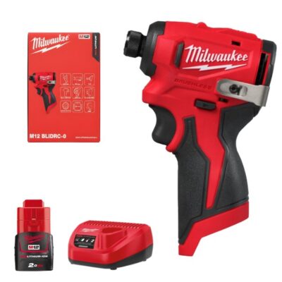 Combo Máy bắt vít động lực Milwaukee M12 BLIDRC +Pin M12B2 + Sạc C12C