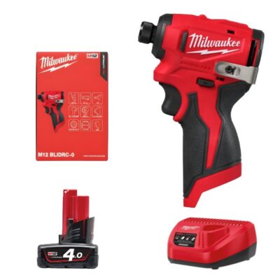 Combo Máy bắt vít động lực Milwaukee M12 BLIDRC +Pin M12B4+ Sạc C12C
