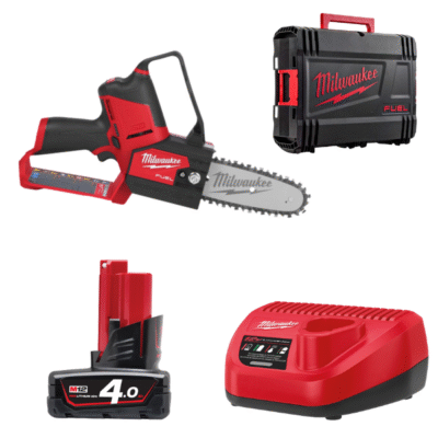 Máy cưa xích pin chính hãng Milwaukee M12 FHS-0X + Pin M12B4 + Sạc C12C