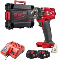 Máy siết bu lông Milwaukee M18 FIW212-0X0 + 2 Pin M18B5 + Sạc M12-18C