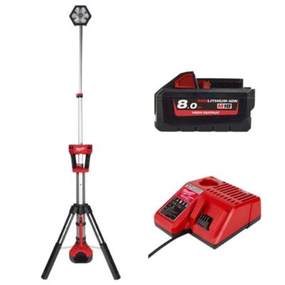 Combo đèn LED chân đứng Milwaukee M18 SAL-0 + M18HB8 + M12-18C