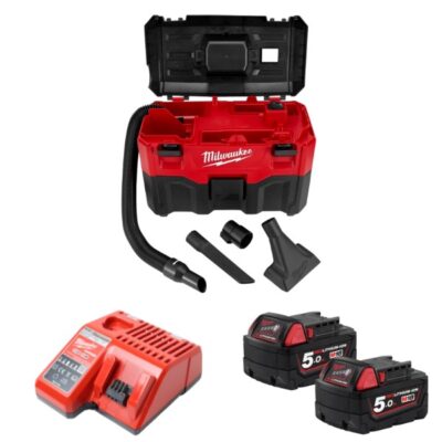 Máy hút bụi khô và ướt Milwaukee M18 VC-2-0 + 2 Pin M18B5 + Sạc M12-18C