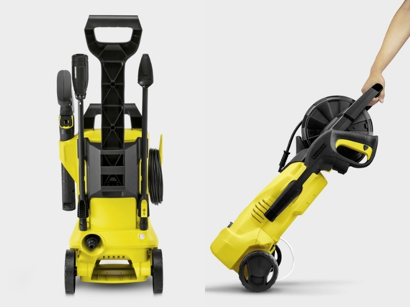 Máy xịt rửa Karcher được bố trí nhiều vị trí để gài phụ kiện
