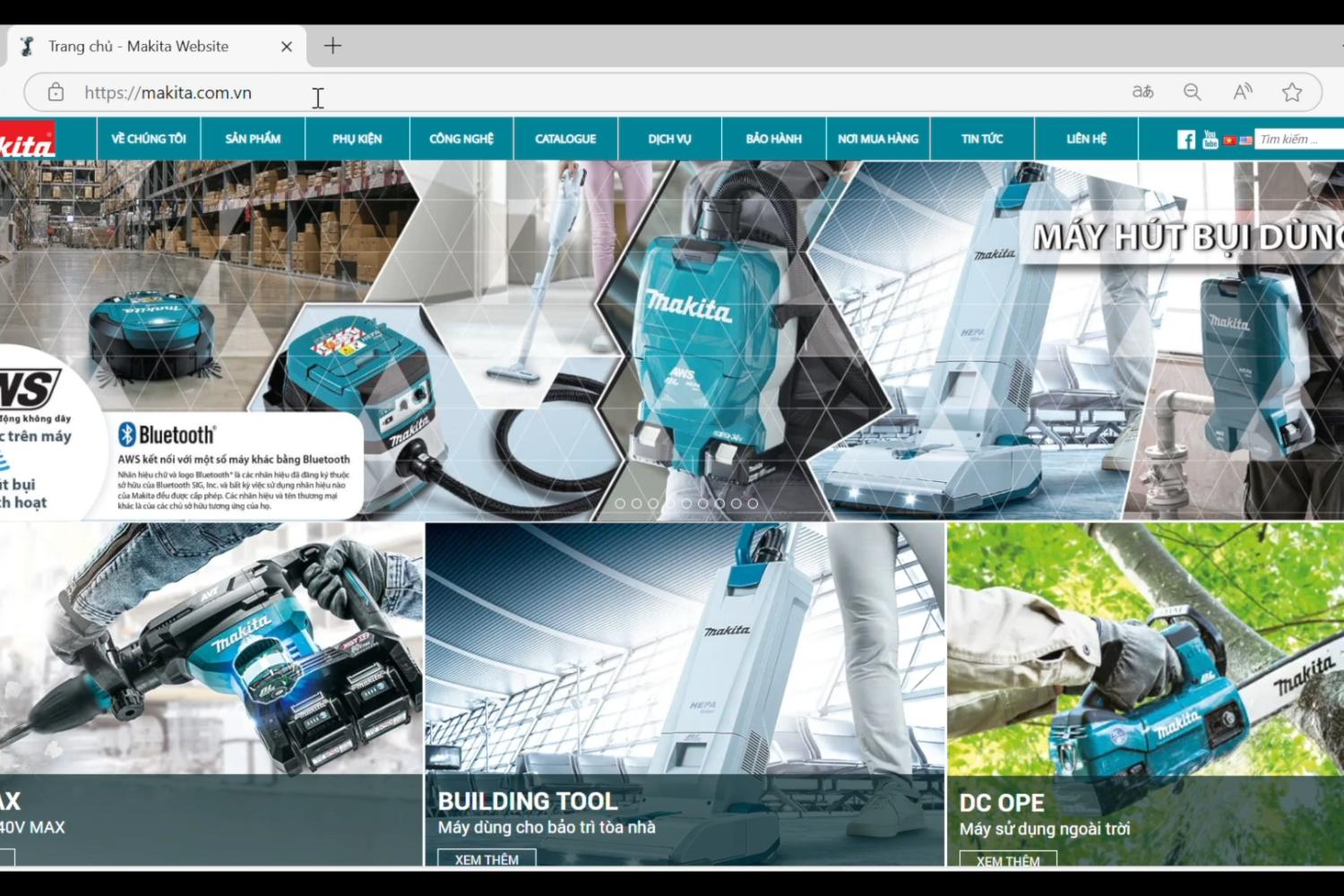 Truy cập vào trang web chính thức của Makita