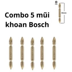 Combo Đầu vặn vít ngắn PH2-65mm (5 mũi) BOSCH