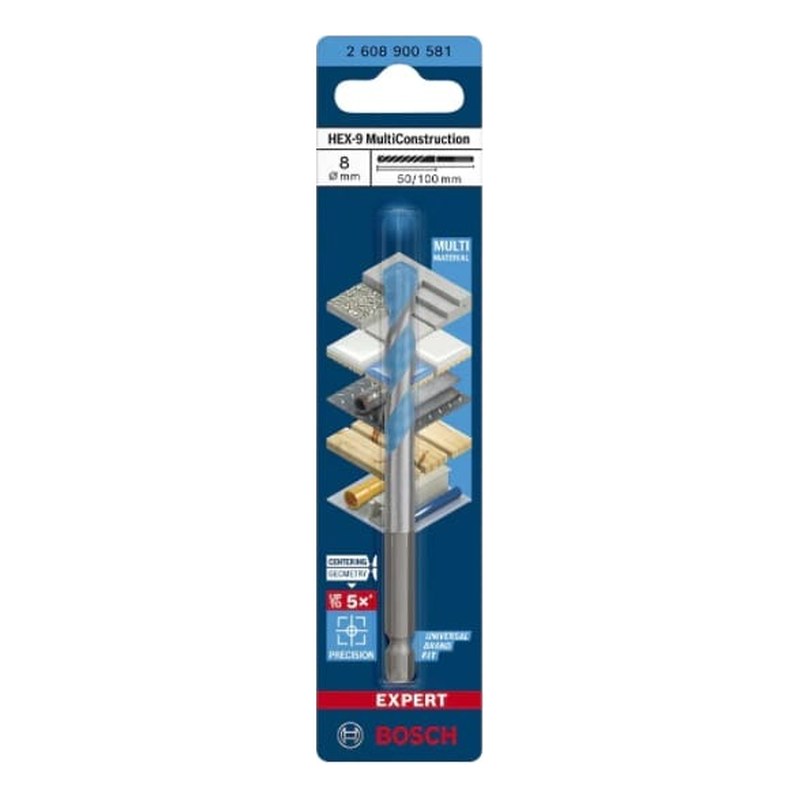 Mũi khoan đa năng chuôi lục giác Bosch Hex-9 MultiConstruction 8 mm