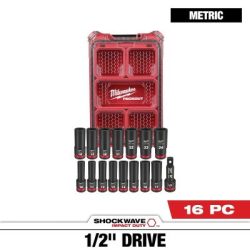 Bộ đầu khẩu dài 1/2” PACKOUT 16 pcs 49-66-6803 Milwaukee