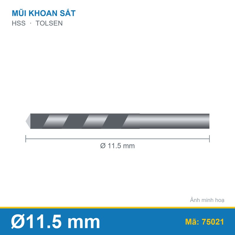 Mũi khoan sắt HSS 75021 (11.5mm) TOLSEN