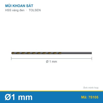 Mũi khoan sắt HSS vàng đen 75105 (1.0mm) TOLSEN
