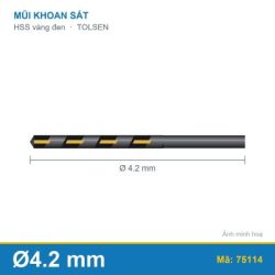 Mũi khoan sắt HSS vàng đen 75114 (4.2mm) TOLSEN