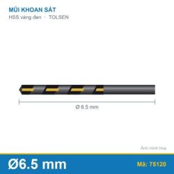 Mũi khoan sắt HSS vàng đen (6.5mm) 75120 TOLSEN