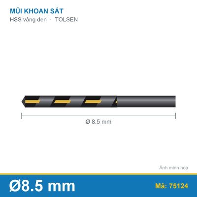 Mũi khoan sắt HSS vàng đen 75124 (8.5mm) TOLSEN