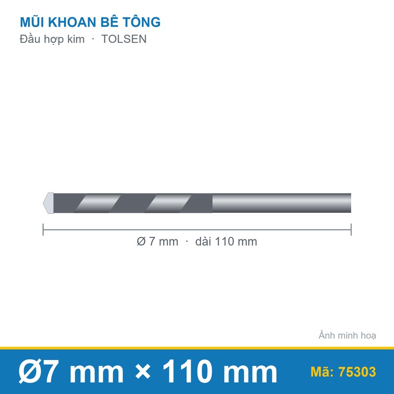 Mũi khoan bê tông (7x110mm) 75303 TOLSEN