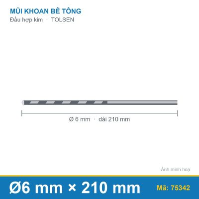 Mũi khoan bê tông (6x210mm) 75342 TOLSEN