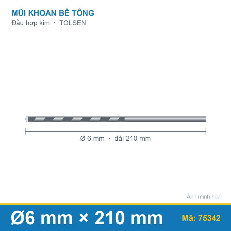Mũi khoan bê tông (6x210mm) 75342 TOLSEN