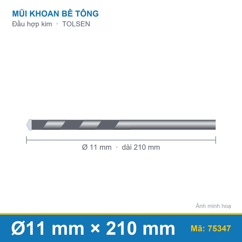 Mũi khoan bê tông (11x210mm) 75347 TOLSEN