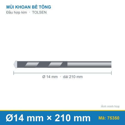 Mũi khoan bê tông (14x210mm) 75350 TOLSEN