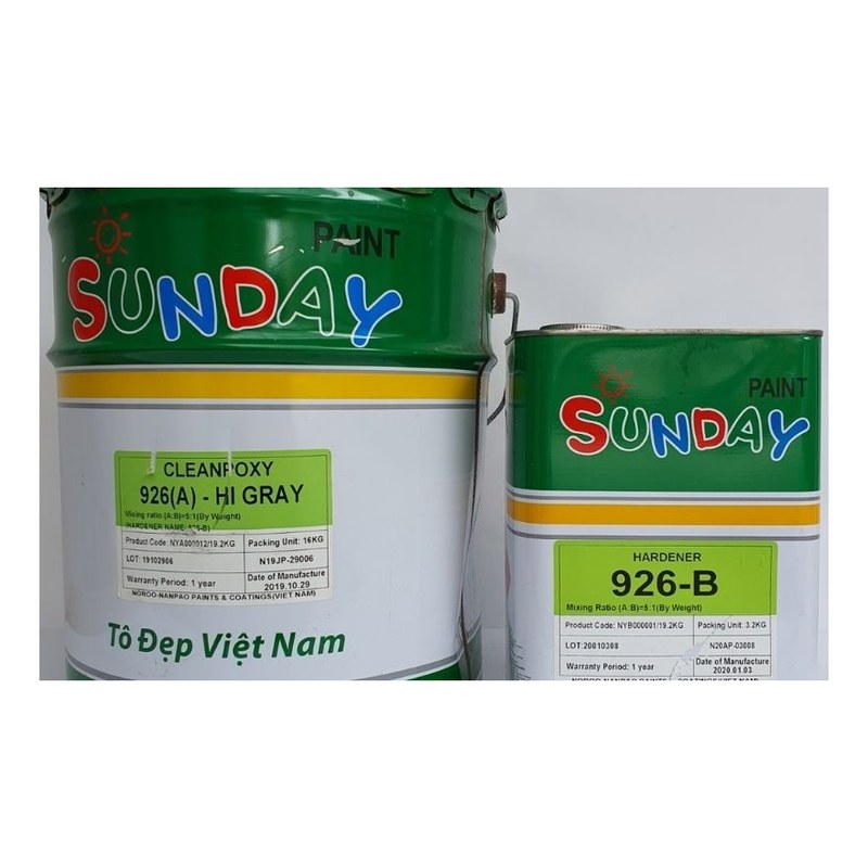 Sơn phủ epoxy màu vàng 926-N139 (3.84kg) SUNDAY