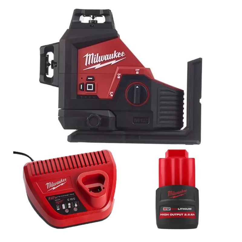 Máy cân mực M12 3PL-0 Milwaukee M12 3PL + Pin M12 HB2.5 ASIA + Sạc C12C