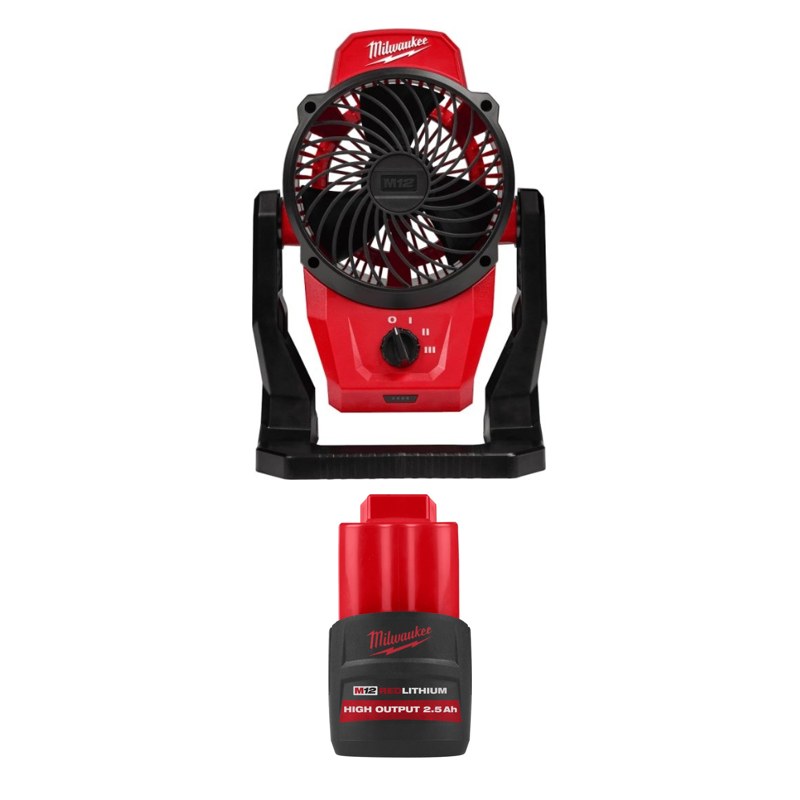 Quạt chạy pin Milwaukee M12 AF + Pin M12 HB2.5 ASIA