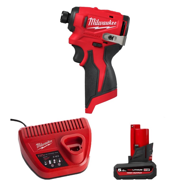Máy bắt vít động lực Milwaukee M12 BLIDRC-0 + Pin M12 HB5 ASIA + Sạc C12C