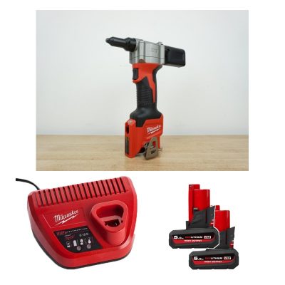 Máy bắn đinh rút Milwaukee M12 BPRT-0C + 2 Pin M12 HB5 ASIA + Sạc C12C