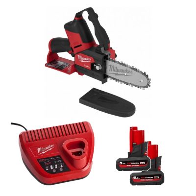 Máy cưa xích Milwaukee M12 FHS-0X + 2 Pin M12 HB5 ASIA + Sạc C12C