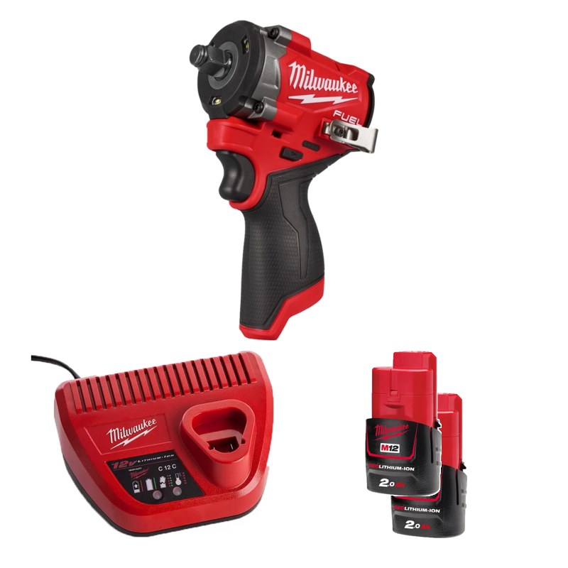 Máy siết bu lông Milwaukee M12 FIW2F12-0X0 + 2 Pin M12B2 + Sạc C12C