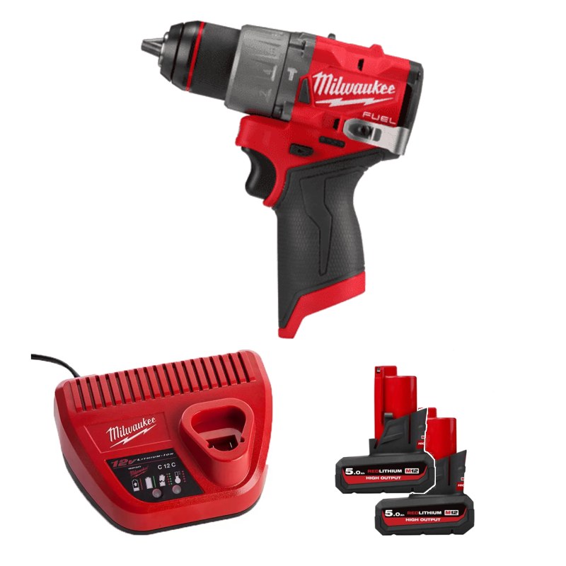 Máy khoan động lực Milwaukee M12 FPD2-0 + 2 Pin M12 HB5 ASIA + Sạc C12C