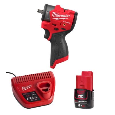 Máy siết bu lông Milwaukee M12 FSCIWF38-0 ASIA + Pin M12B2 + Sạc C12C